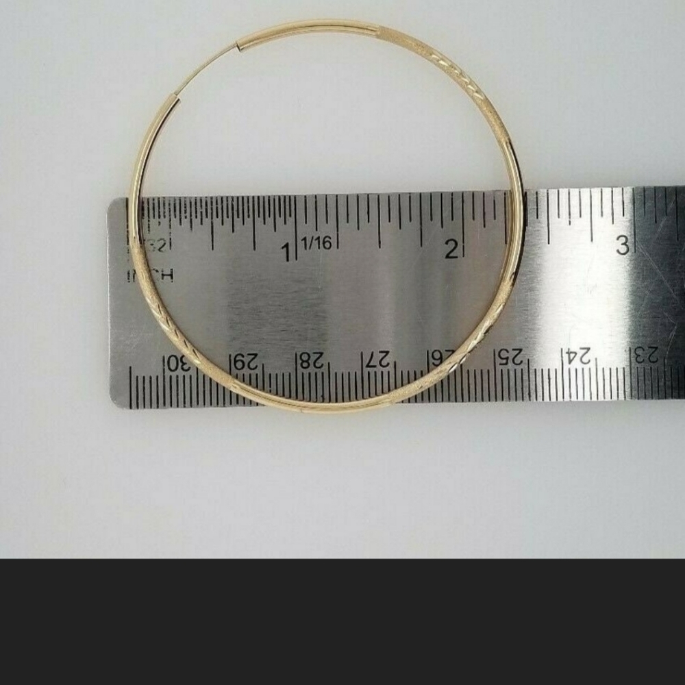 14kyellow Solid Real Gold 2.5 Roundhoopearringsen… - image 3